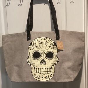 NWT Karma Unique “Skull” Oversized Jute Tote Bag